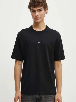 A.P.C. t-shirt bawełniany t-shirt boxy micro logo GOTS męski kolor czarny gładki COHBW.H26386