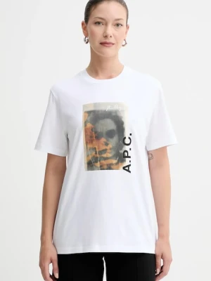 A.P.C. t-shirt bawełniany t-shirt jean portrait - gots kolor biały z nadrukiem COGYK.M26549