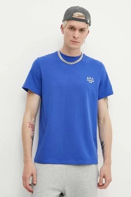 A.P.C. t-shirt bawełniany t-shirt raymond męski kolor niebieski z aplikacją COEZC-H26840