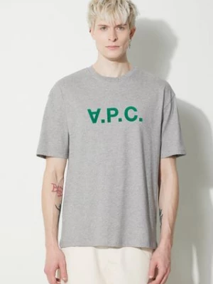 A.P.C. t-shirt bawełniany T-Shirt River męski kolor szary z nadrukiem COFDW.H26324.PLB