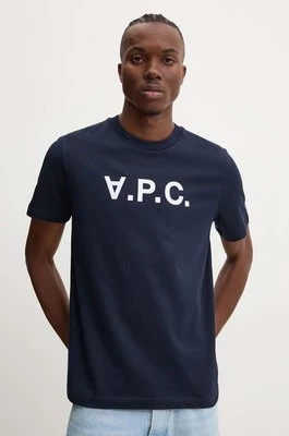 A.P.C. t-shirt bawełniany t-shirt standard grand vpc GOTS kolor granatowy z aplikacją COHBM.M26384