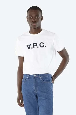 A.P.C. t-shirt bawełniany Vpc Blanc kolor biały z nadrukiem COBQX.H26586-DARKNAVY