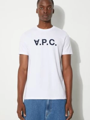 A.P.C. t-shirt bawełniany Vpc Blanc kolor biały z nadrukiem COBQX.H26586-DARKNAVY