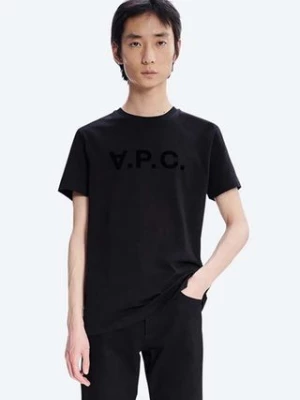 A.P.C. t-shirt bawełniany Vpc Kolor kolor czarny z nadrukiem COBQX.H26943-DARKNAVY