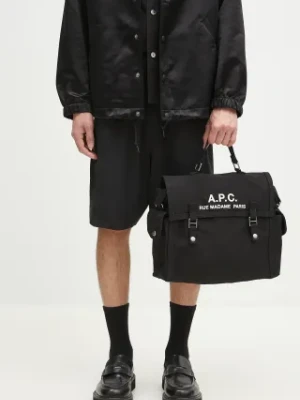 A.P.C. torba bawełniana Besace Recuperation kolor czarny CODBM.H61930