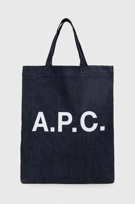 A.P.C. torba tote lou mini anses kolor granatowy COCSX.M61569