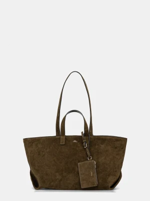A.P.C. torebka shopper damska zamszowa LE DRUMMER zielony