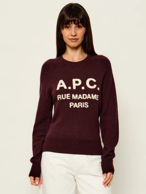 A.P.C. Wełniany sweter Alissa | Regular Fit bordowy