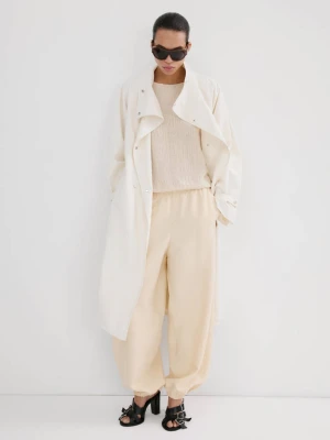 Ażurowy sweter z długimi rękawami piaskowy - Kobieta - - MANGO