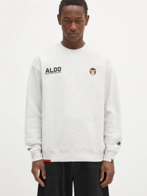 AAPE bluza Aaper Crew Neck męska kolor szary z nadrukiem AAPSWMB377XAN