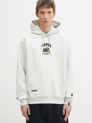 AAPE bluza Aaper Hoodie męska kolor szary z kapturem z nadrukiem AAPSWMC370XAP