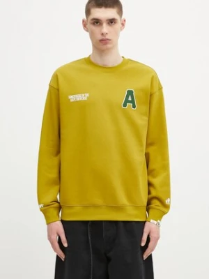 AAPE bluza Basic Crew Neck męska kolor zielony z nadrukiem AAPSWMB336XXN