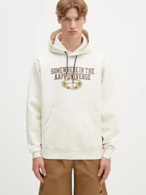 AAPE bluza Basic męska kolor beżowy z kapturem z nadrukiem AAPSWMB342XAN