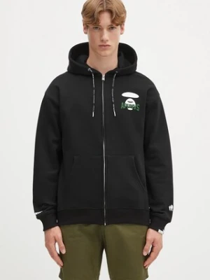 AAPE bluza Basic Zip Up męska kolor czarny z kapturem z nadrukiem AAPSWMB343XXN