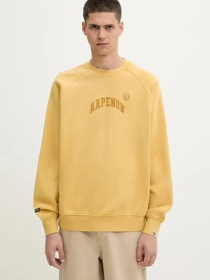 AAPE bluza bawełniana Now Crew Neck męska kolor żółty z aplikacją AAPSWMB320XXN