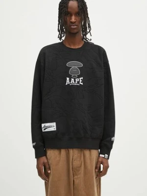 AAPE bluza Main Crew Neck męska kolor czarny z aplikacją AAPSWMB385XXN