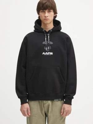 AAPE bluza Main męska kolor czarny z kapturem z aplikacją AAPSWMB357XXN