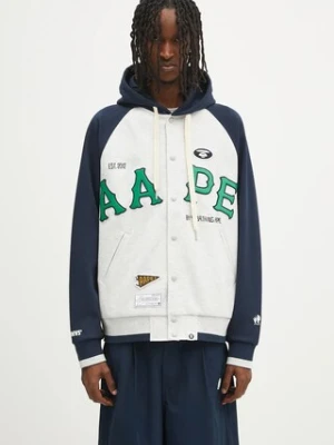 AAPE bluza Main Zip Up męska kolor szary z kapturem melanżowa AAPSWMC323XAO