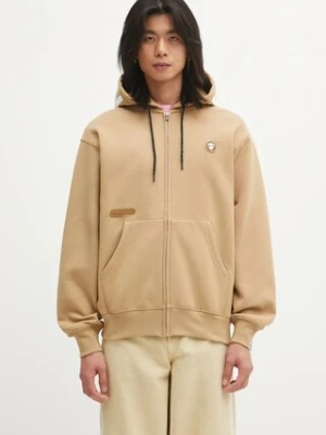 AAPE bluza Now Zip Up męska kolor beżowy z kapturem z aplikacją AAPSWMC358XXP