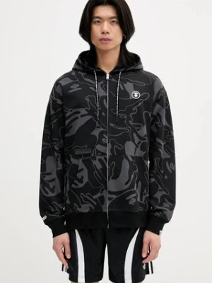 AAPE bluza Now Zip Up męska kolor czarny z kapturem wzorzysta AAPSWMB326XXN