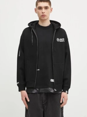 AAPE bluza Now Zip Up męska kolor czarny z kapturem z aplikacją AAPSWMB327XXN