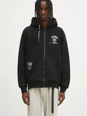 AAPE bluza Now Zip Up męska kolor czarny z kapturem z aplikacją AAPSWMB332XXN