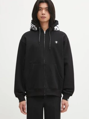 AAPE bluza Now Zip Up męska kolor czarny z kapturem z aplikacją AAPSWMC358XXP
