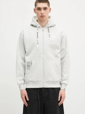 AAPE bluza Now Zip Up męska kolor szary z kapturem z aplikacją AAPSWMB332XAN