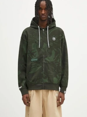 AAPE bluza Now Zip Up męska kolor zielony z kapturem wzorzysta AAPSWMB326XXN