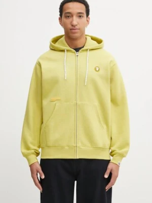 AAPE bluza Now Zip Up męska kolor zielony z kapturem z aplikacją AAPSWMC358XBP