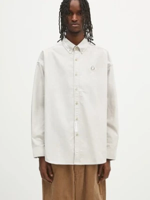 AAPE koszula bawełniana Now Long Sleeve męska kolor beżowy relaxed z kołnierzykiem button-down AAPSTM8496XAN