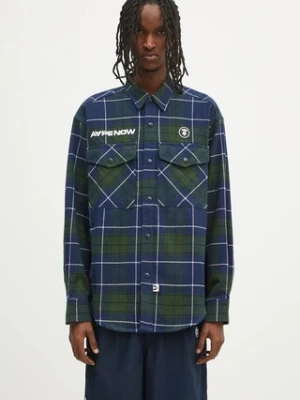 AAPE koszula bawełniana Now Long Sleeve męska kolor granatowy relaxed z kołnierzykiem klasycznym AAPSTM8498XXN