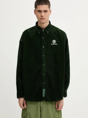 AAPE koszula sztruksowa Now Long Sleeve męska kolor zielony regular AAPSTM8499XXN