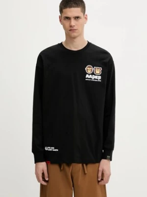 AAPE longsleeve bawełniany Aaper Long kolor czarny z aplikacją AAPLTM1575XXN