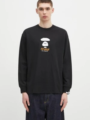 AAPE longsleeve bawełniany Basic Long kolor czarny gładki AAPLTM1560XXN