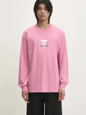 AAPE longsleeve bawełniany Basic Long kolor różowy z nadrukiem AAPLTM1559XXN