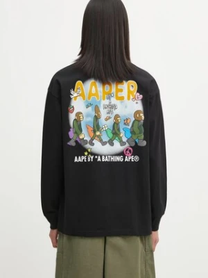 AAPE longsleeve bawełniany kolor czarny z nadrukiem AAPLTM1722XXP
