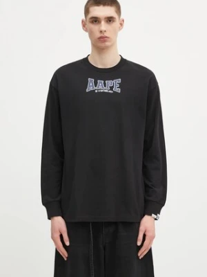 AAPE longsleeve bawełniany Main Long kolor czarny z nadrukiem AAPLTM1544XXN