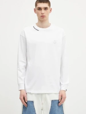 AAPE longsleeve bawełniany Now Long kolor biały z nadrukiem AAPLTM1607XXN