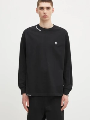 AAPE longsleeve bawełniany Now Long kolor czarny z nadrukiem AAPLTM1607XXN