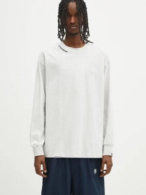 AAPE longsleeve bawełniany Now Long kolor szary z nadrukiem AAPLTM1607XAN