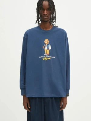 AAPE longsleeve bawełniany Theme Aaper Long kolor granatowy z nadrukiem AAPLTM1610XXO