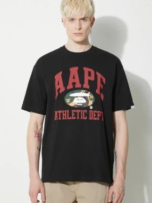 AAPE t-shirt bawełniany Aape College Theme Tee męski kolor czarny z nadrukiem ALT1390