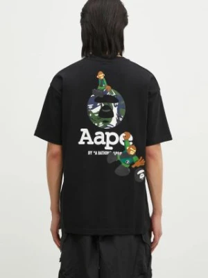 AAPE t-shirt bawełniany Aaper męski kolor czarny z nadrukiem AAPTEM1574XXN