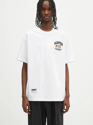 AAPE t-shirt bawełniany Basic Aaper męski kolor biały z nadrukiem AAPTEM1611XXO