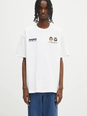 AAPE t-shirt bawełniany Basic Aaper męski kolor biały z nadrukiem AAPTEM1675XXO
