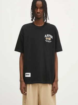 AAPE t-shirt bawełniany Basic Aaper męski kolor czarny z nadrukiem AAPTEM1611XXO