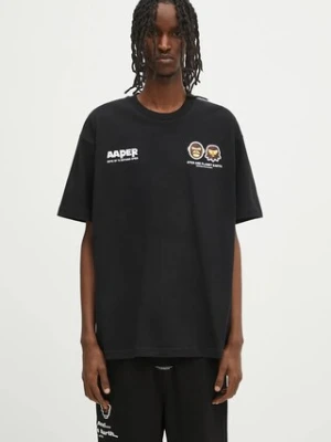 AAPE t-shirt bawełniany Basic Aaper męski kolor czarny z nadrukiem AAPTEM1675XXO