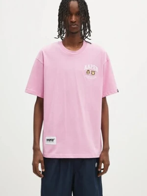 AAPE t-shirt bawełniany Basic Aaper męski kolor różowy z nadrukiem AAPTEM1611XXO