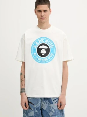 AAPE t-shirt bawełniany Basic męski kolor beżowy z nadrukiem AAPTEM1638XXO